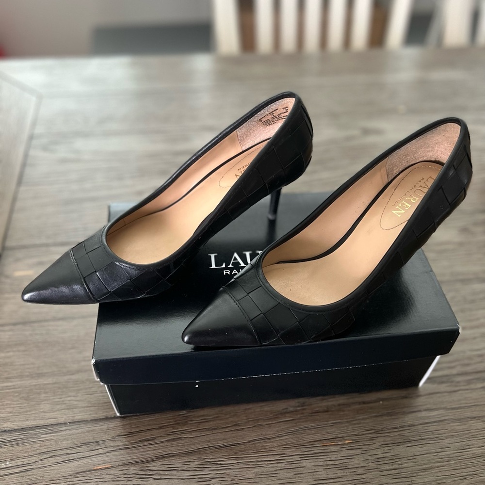Lauren leather woven pump